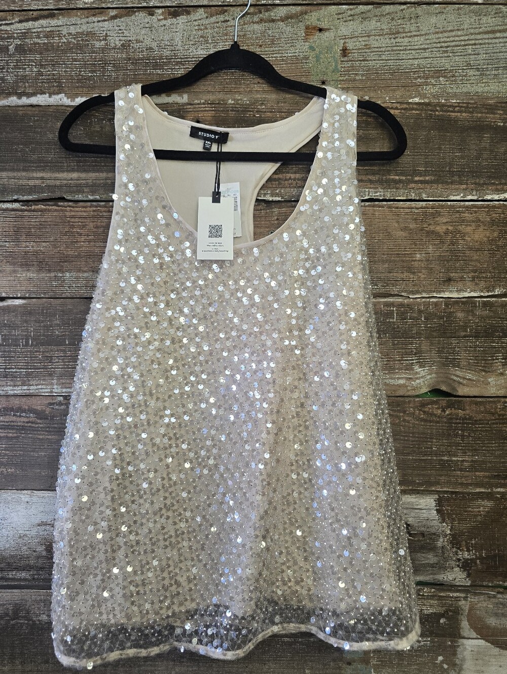 Studio Y By Maurices Sequin Tank Top - Ivory/Silver, Size XXL, NWT